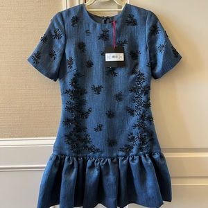 NWT Cynthia Rowley navy dress with black beads size 4